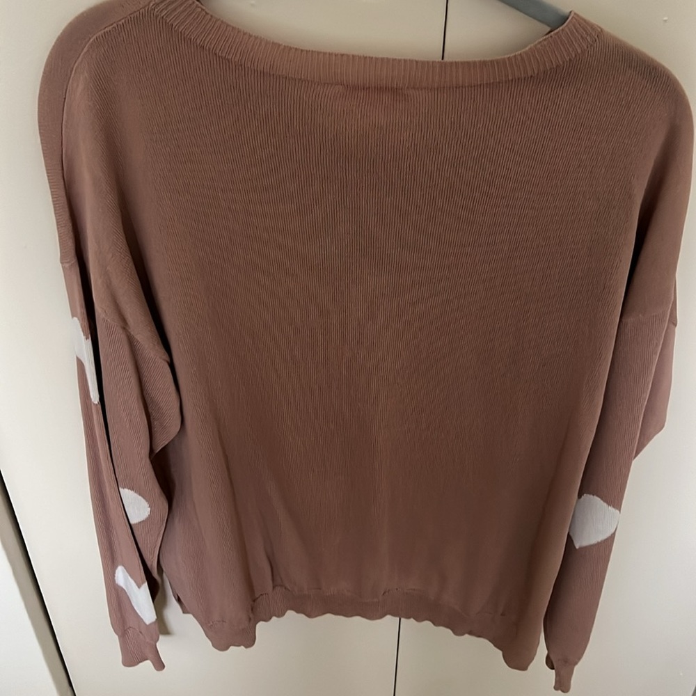 Pink Lily brand rose pink with white heart pattern tunic sweater sz XS worn once - Picture 3 of 6